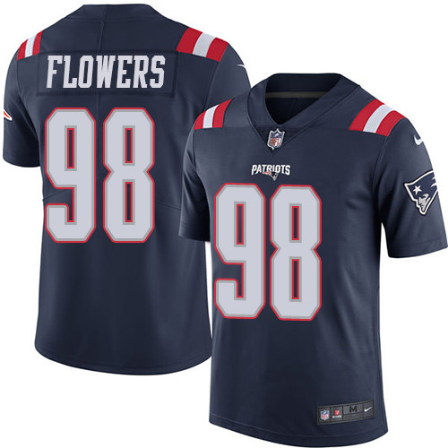 Nike Patriots #98 Trey Flowers Navy Blue Men's Stitched NFL Limited Rush Jersey - Click Image to Close